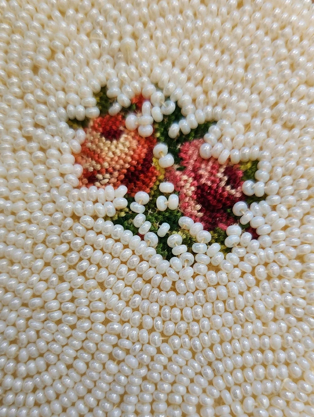 Beaded Floral Glasses Case in Cream with Pink Roses